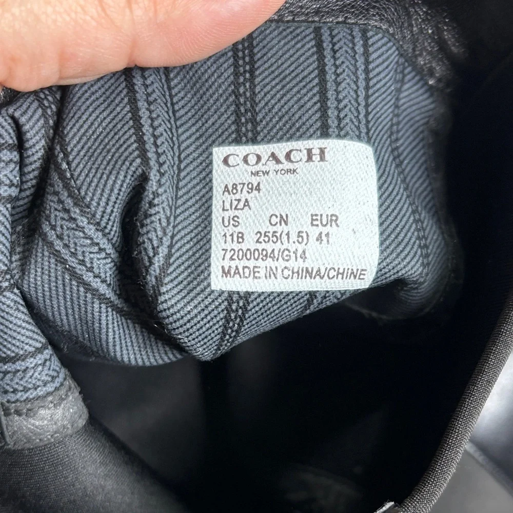 Coach Liza Womens Round Toe Leather Black Knee High Boot